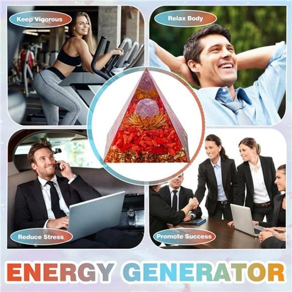 Orgone Pyramid Healing Stone - Amethyst Crystal Sphere Red Coral - Picture 7 of 10